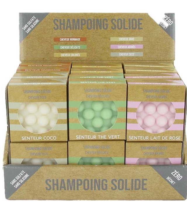 shampoing solide Blanc parfum coco : pour les cheveux secs 55 g