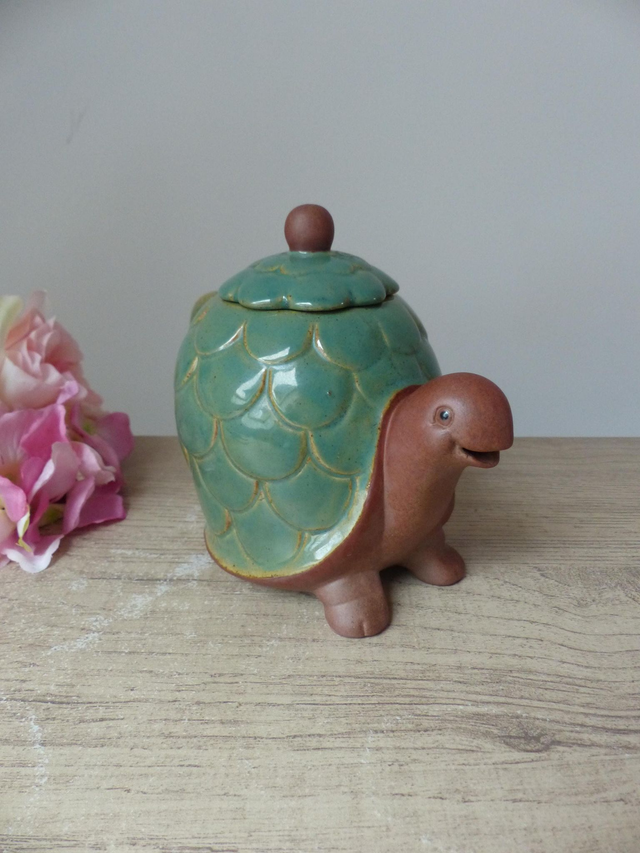 Rare Théière Tortue en Grès du Japon - Création Artisanale Vintage pour Amoureux du Thé et des Tortues - Céramique Animalière de Collection