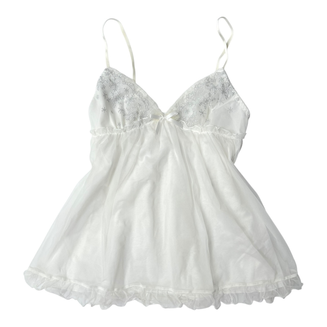 white and silver and silver snowflake embroidered cups cami 