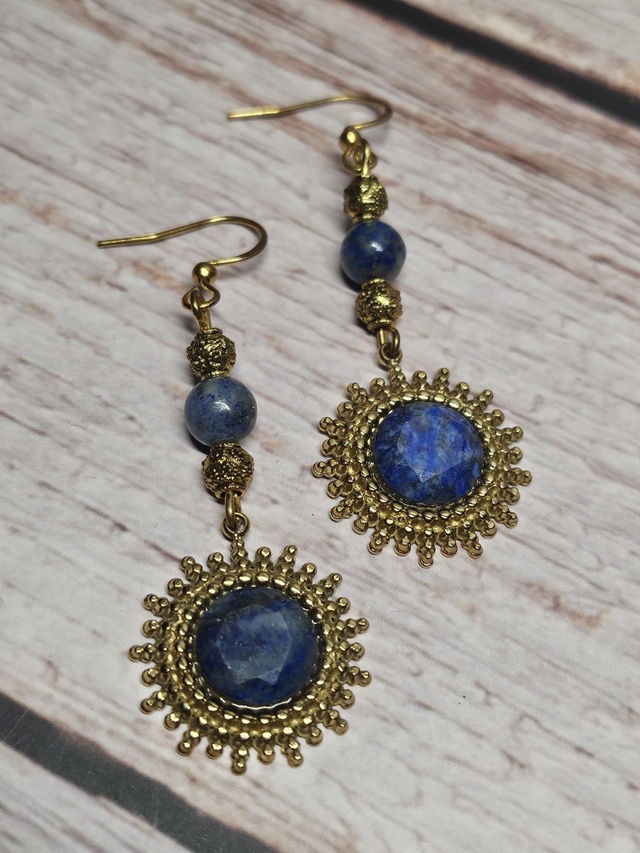Boucles d’oreilles gold en Lapis-lazuli