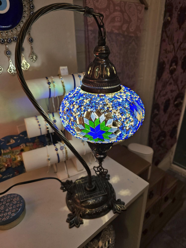 Large Mosaic Swanneck Table Lamp