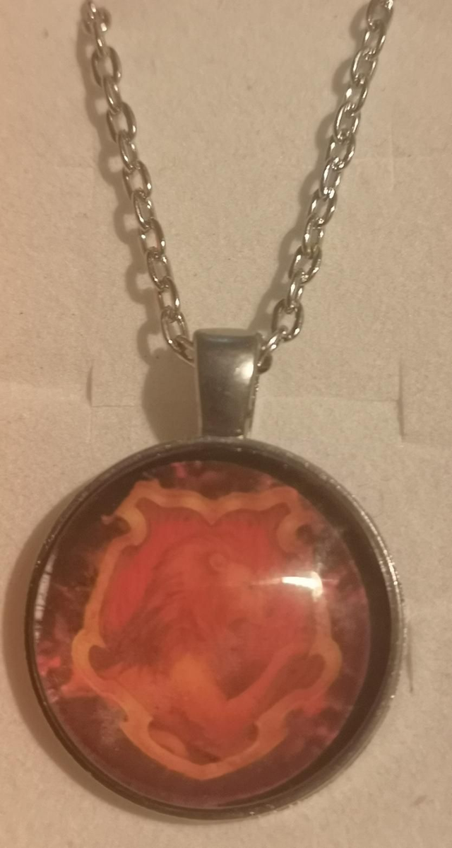Harry Potter Themed Gryffindor Crest Cabochon Pendant Necklace. 