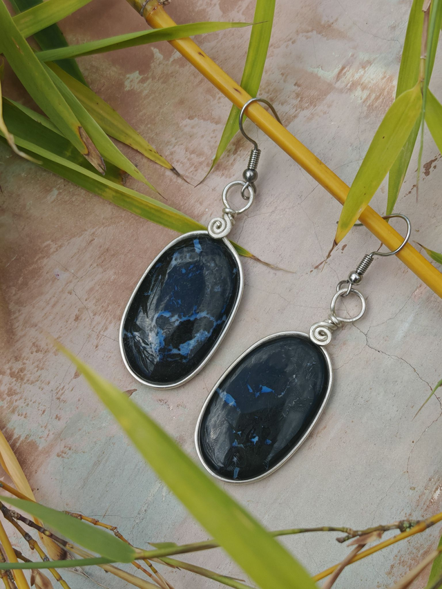 Boucles d'oreilles en bois de palétuvier fossilisé