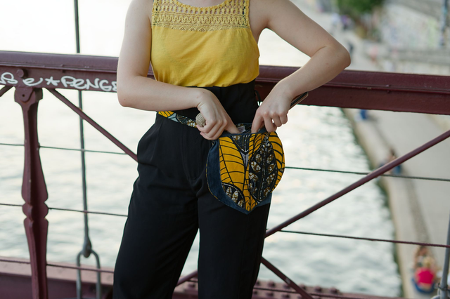 Sacoche YOFF - Jean recyclé et wax | Création unique