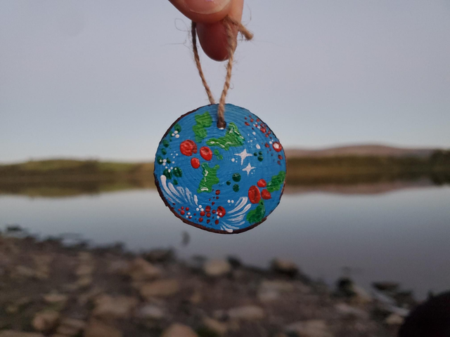 &quot;Christmas Holly&quot; Wood Slice