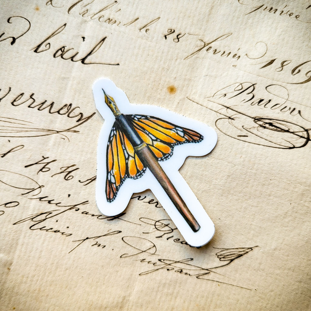 Stickers &quot;Stylo plume ailé&quot;