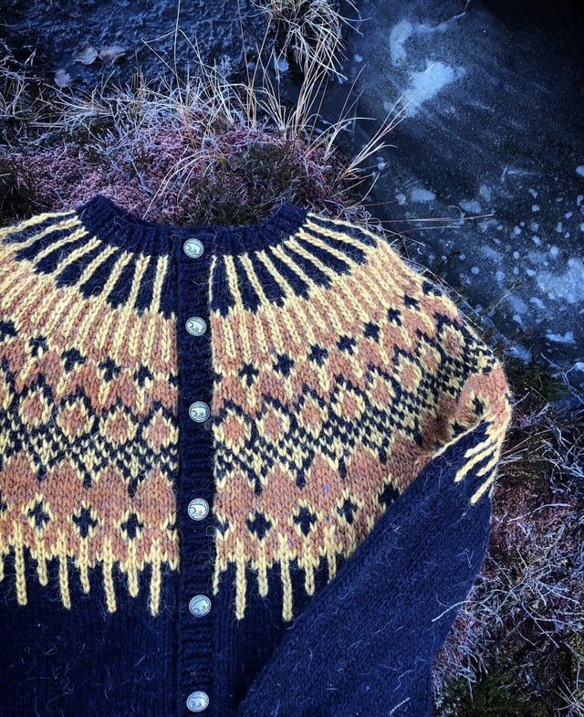 Føyka Cardigan Kit - Col 01 (Midnight Blue Álafosslopi) - Wool &amp; Pattern - Linka Neumann