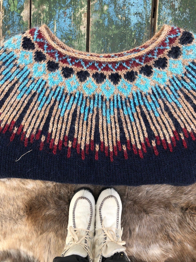 Hopi Sweater Kit - Col 11 (Navy Blue Lettlopi) - Wool & Pattern - Linka Neumann