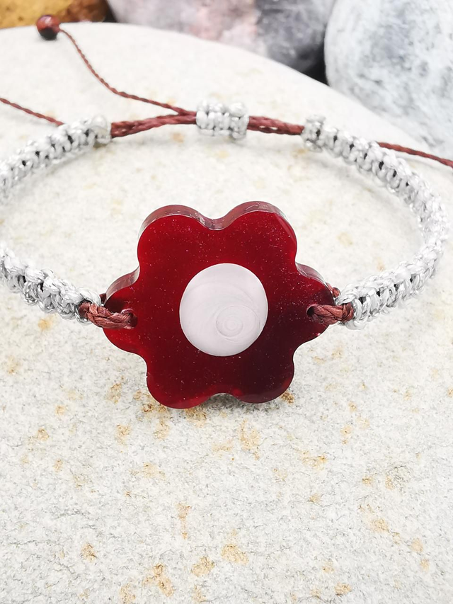 BCO-034 Bracelet fleur grenat 