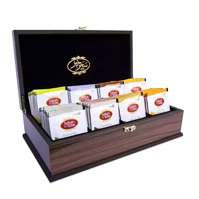 Sahar Khiz Luxusná Drevená Darčeková Krabička Rôzne Druhy Sáčkový Čaj 160 gr. (80X2 gr.)