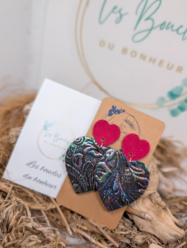 Boucles d'oreilles Louise holographique fushia lo062