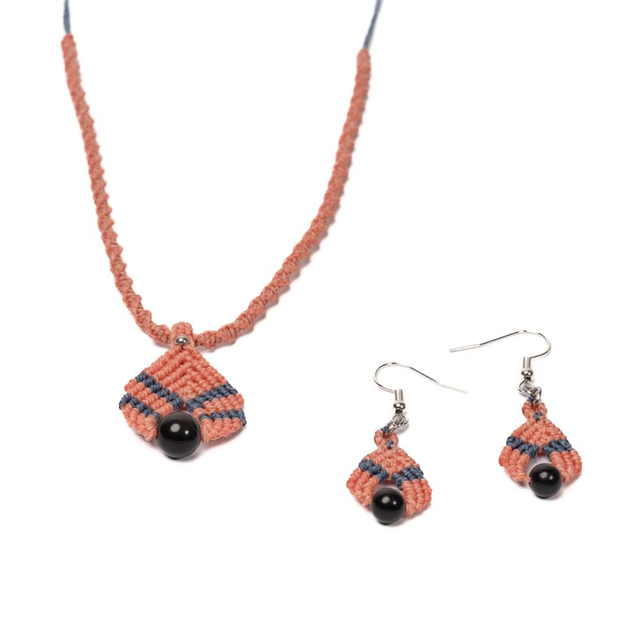 Parure harmonie – Collier et Boucles d&#039;Oreille en Micro Macramé