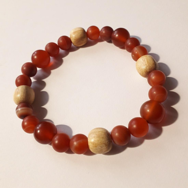 Carnelian Matte &amp; Palo Santo Bracelet 