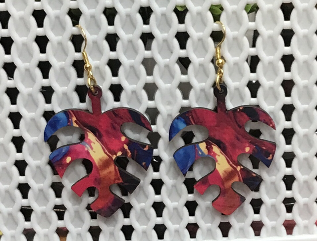Wood Mixed Coloured Dangling Earrings- MSDE16