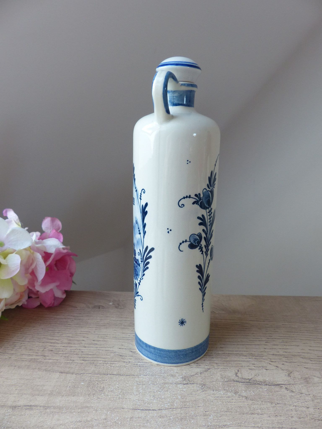 Bouteille décorative en céramique Delft Blue avec moulin bleu – cadeau original pour amis et famille - décoration bar bistrot maison d’hôte