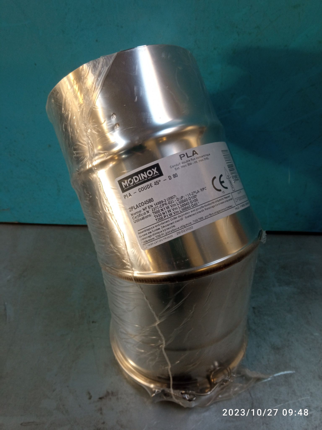 PLA - Élément coude 45° avec collier INOX D80 - 2PLACO4580 