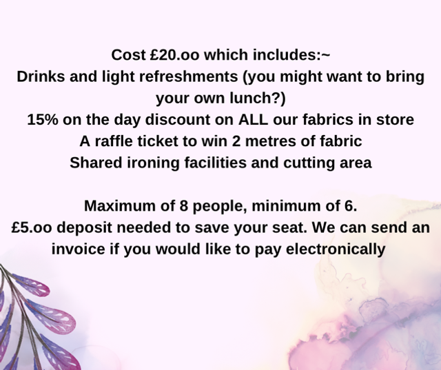 Monthly Sewing Social Reserve a Seat Deposit