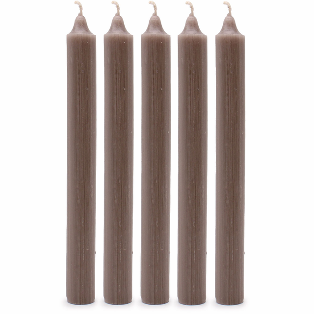 Pack of 5 Taupe Solid Colour Dinner Candles