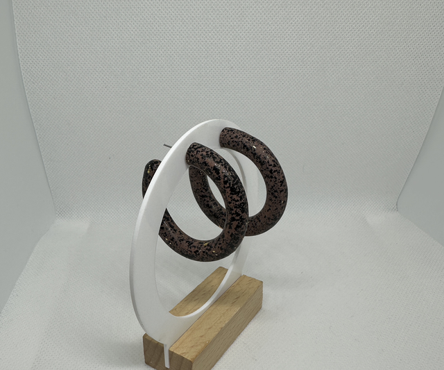 Creolen Baun/Schwarz Glitzer