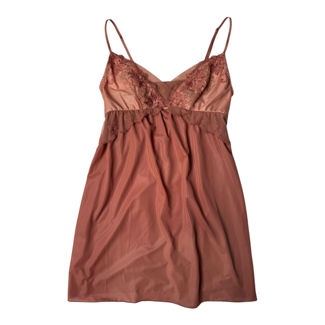 Japanese brand coquette rusty orange embroidered cups slip dress   