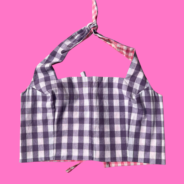 Crop top reversible "Double vichy" - M