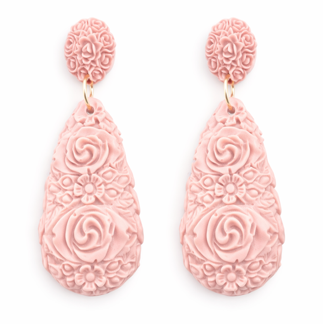 Pendientes resina rosa 