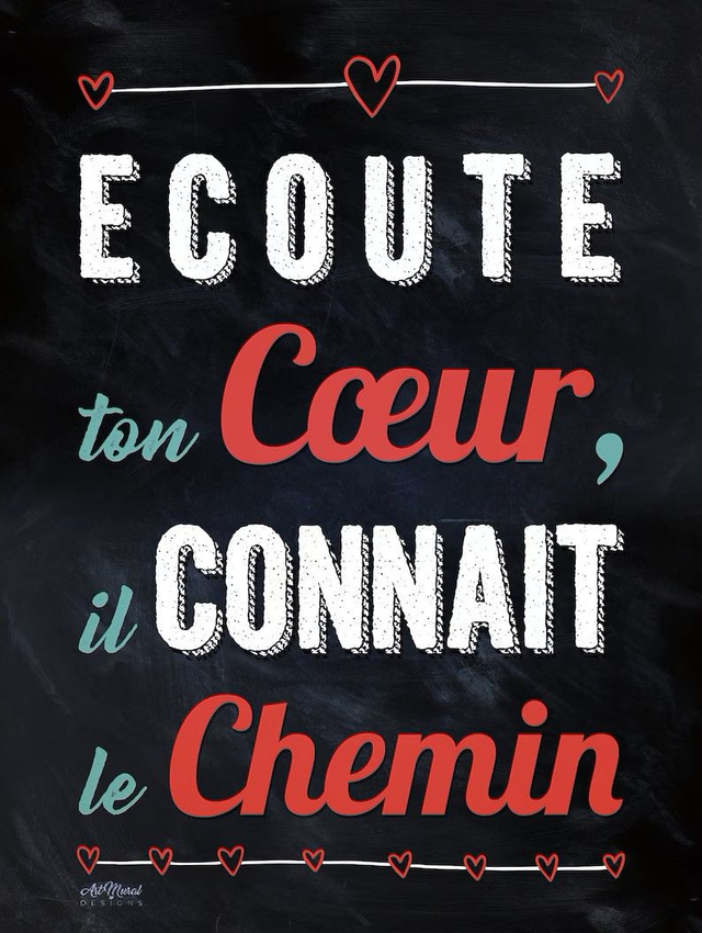 Tableau Citation Inspirante 💫 | "Écoute Ton Cœur" – Décoration Murale Motivante 🖤