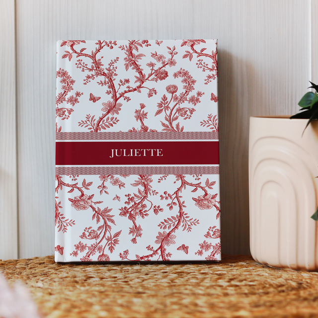 Carnet personnalisé motif toile de Jouy