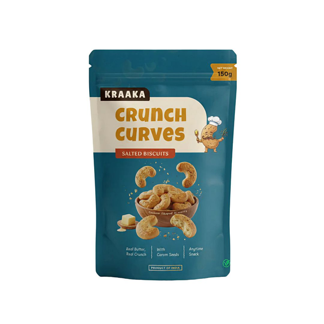 Crunch Curves (Salted) - Cashew Shaped Crunchy Biscuits (150g)