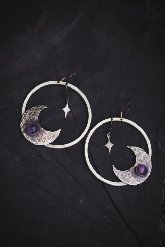 ◈ créoles lunaires ◈ améthyste 