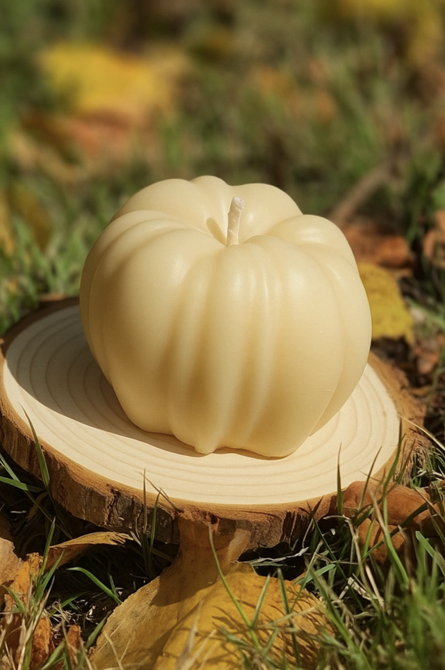 Série Automne - Bougie citrouille blanche