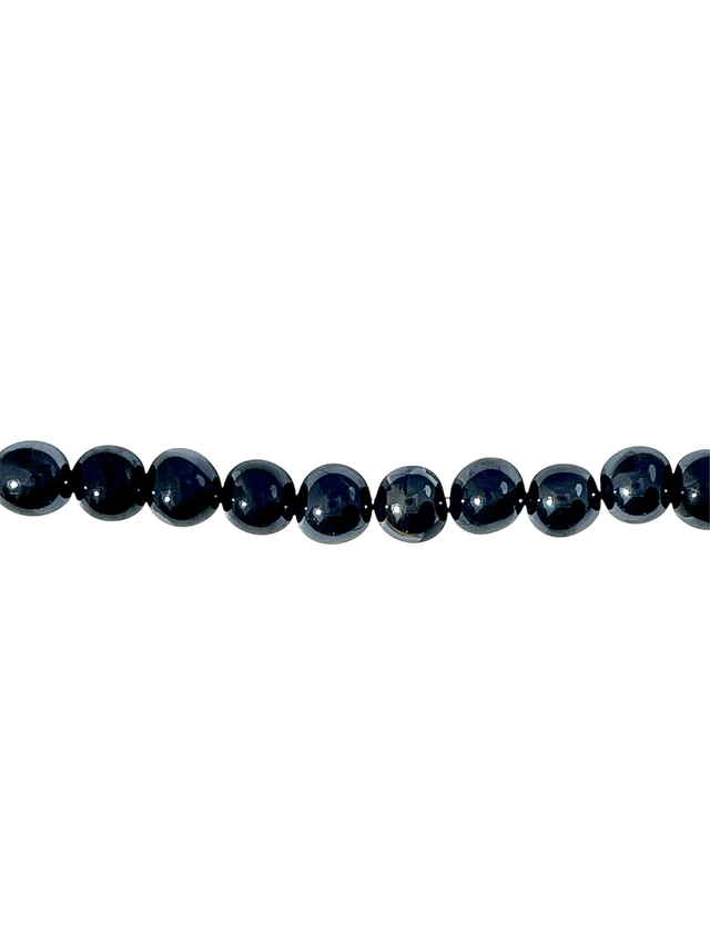 Perles en faïence noire nacrée sur fil, semi-ronde, 0,8-0,9 mm x 50pc