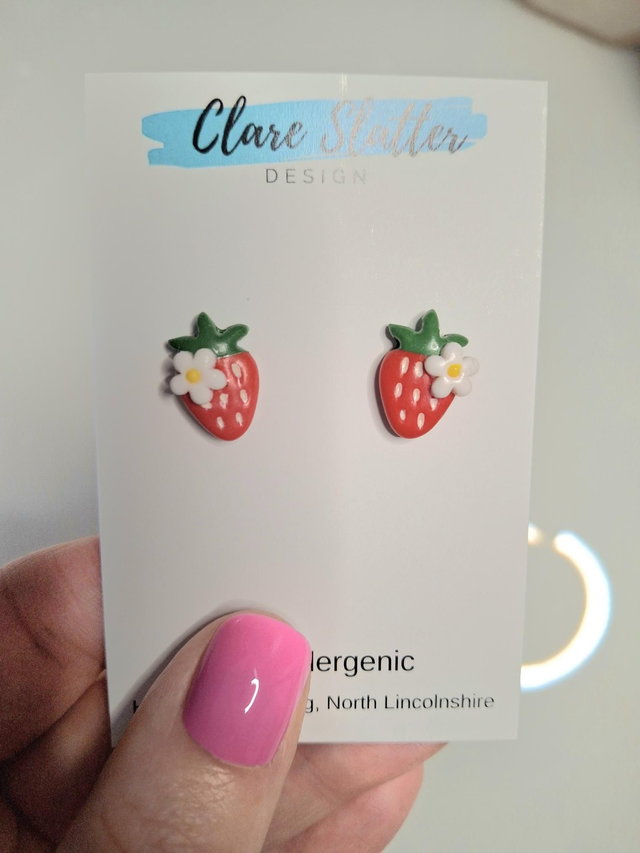 Strawberry studs with flower detail