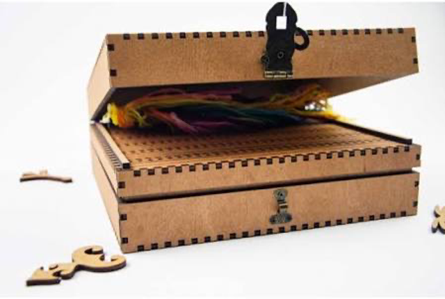 Embroidery Craft Wooden (Walnut) Needle Organizer Box