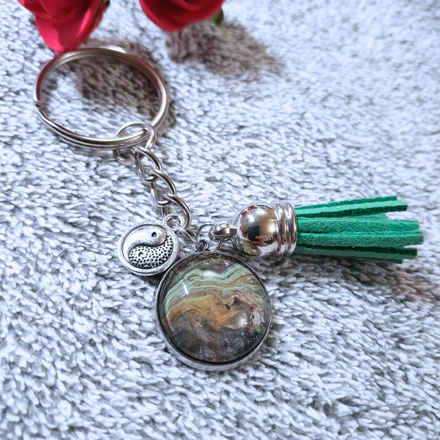ZEN FLOW - Porte-clés - Argenté &amp; cabochon 18 mm