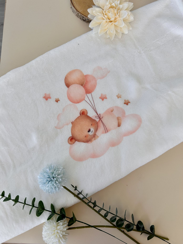 Couverture ourson nuage et ballon