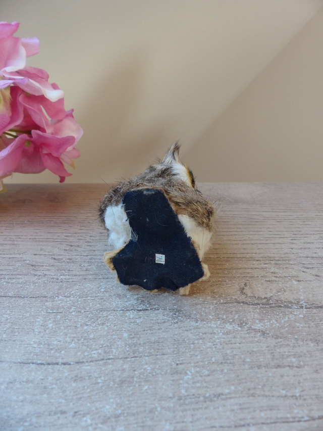 Figurine hibou en fausse fourrure, sculpture hibou en poils, statuette vintage hibou chouette décoration maison chalet campagne