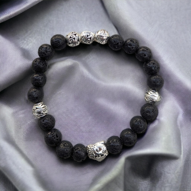 Colère et Ancrage / Bracelet pierre de lave - 8 mm