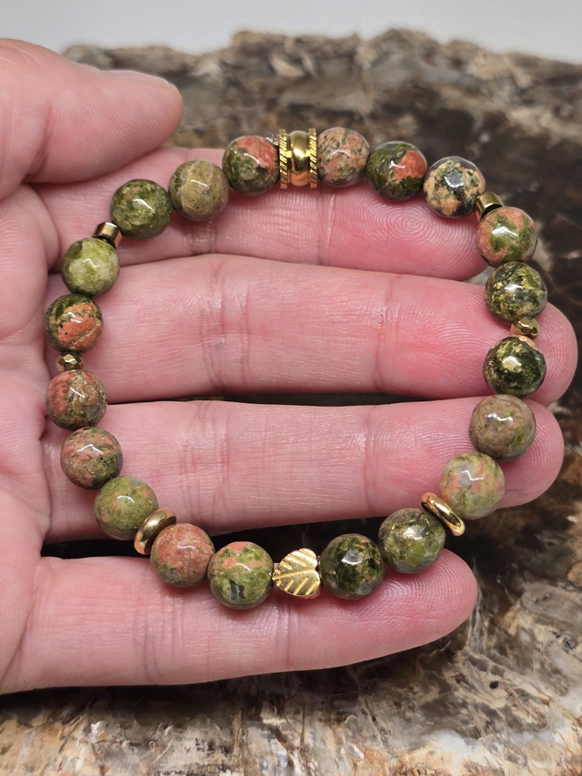 Bracelet Unakite à facette 0,8 cm