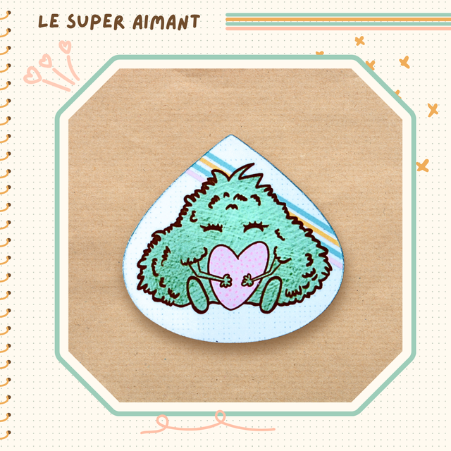 Un super aimant momote cœur fond quatre bandes