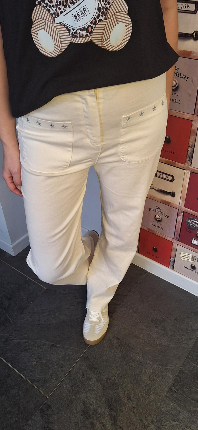 pantalon taille haute beige
