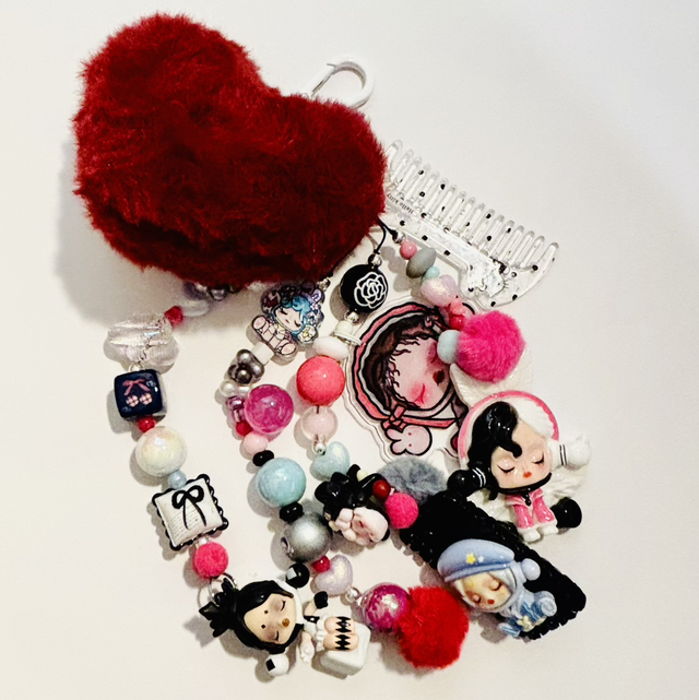 Skull Panda inspired design beaded keychain