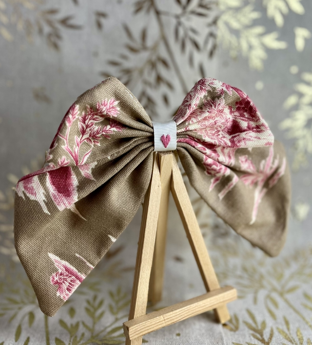 Noeud Ahora* toile de jouy (rose)