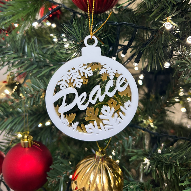 2 x Circular Peace Baubles (Gold)