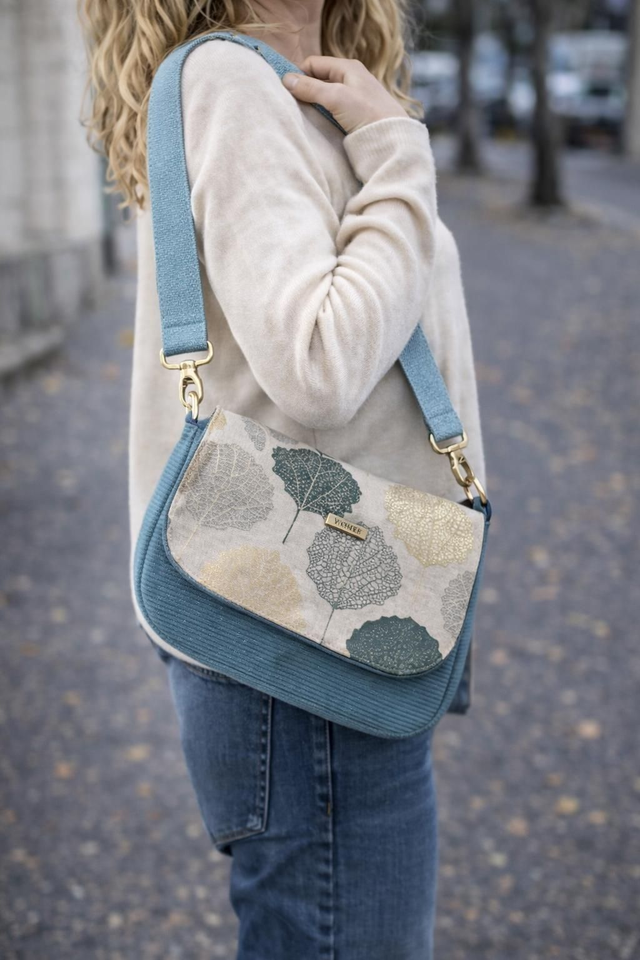 Sac pink pearl "feuilles d'or"