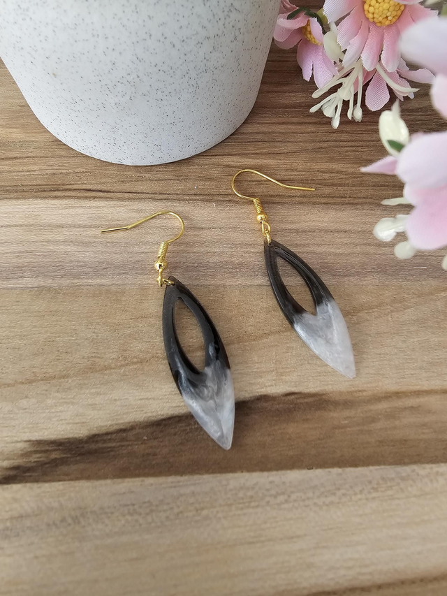 🖤 Boucles Éclipse Noire - &quot;Ombres &amp; Reflets&quot;– Élégance graphique et mystère 🖤