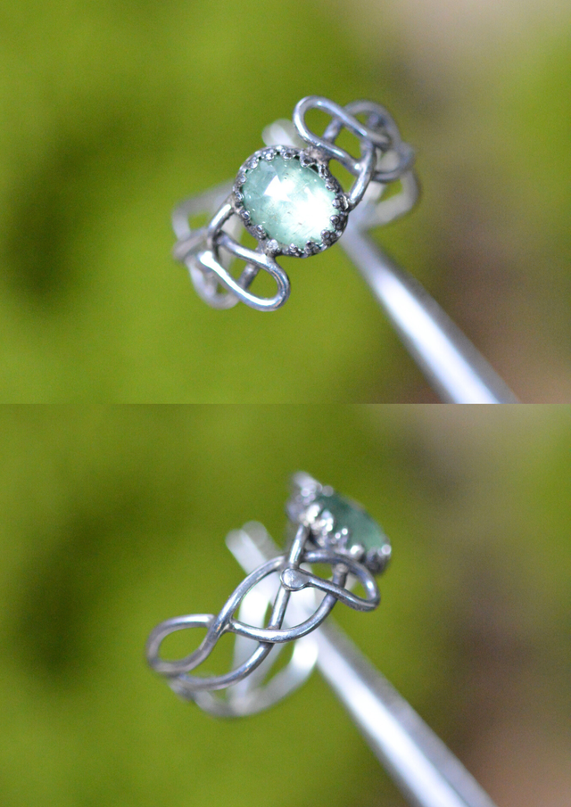 Bague Elfique - Cyanite verte, T51 à 54