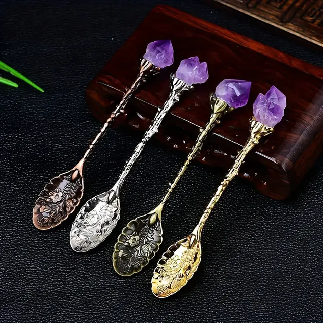 Crystal Topped Ornate Decorative Spoon