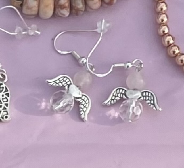 Rose Quartz Angel earrings 