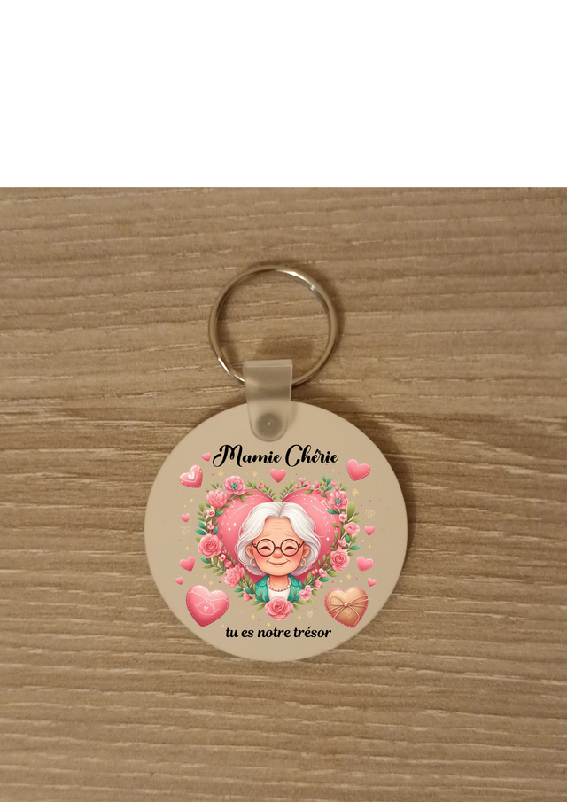 Porte clé mamie chérie tu es notre trésor 